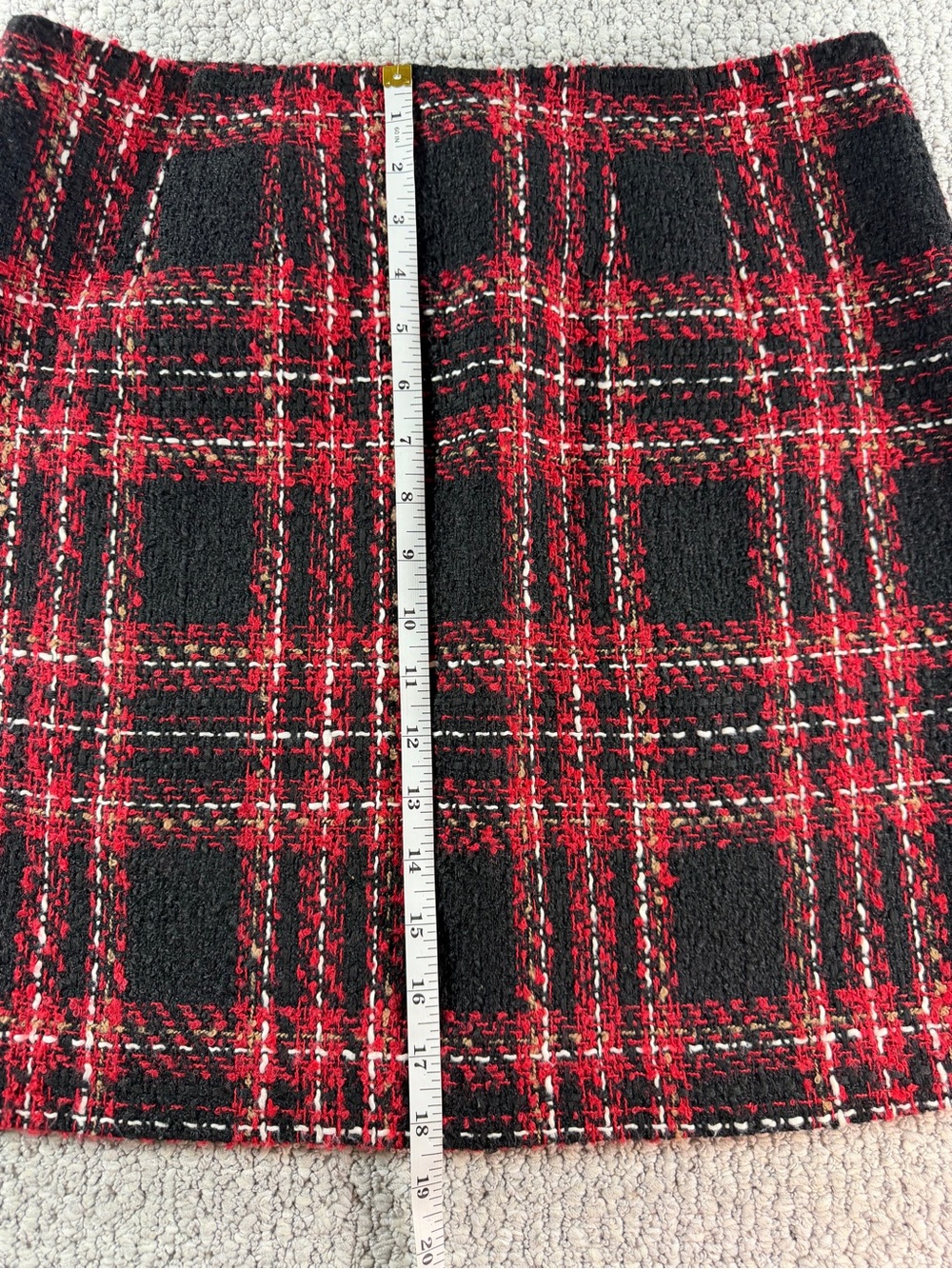 LOFT Red Tartan Plaid Wool Blend Tweed Winter Holiday Mini Skirt Women’s Size 6 - Picture 5 of 6